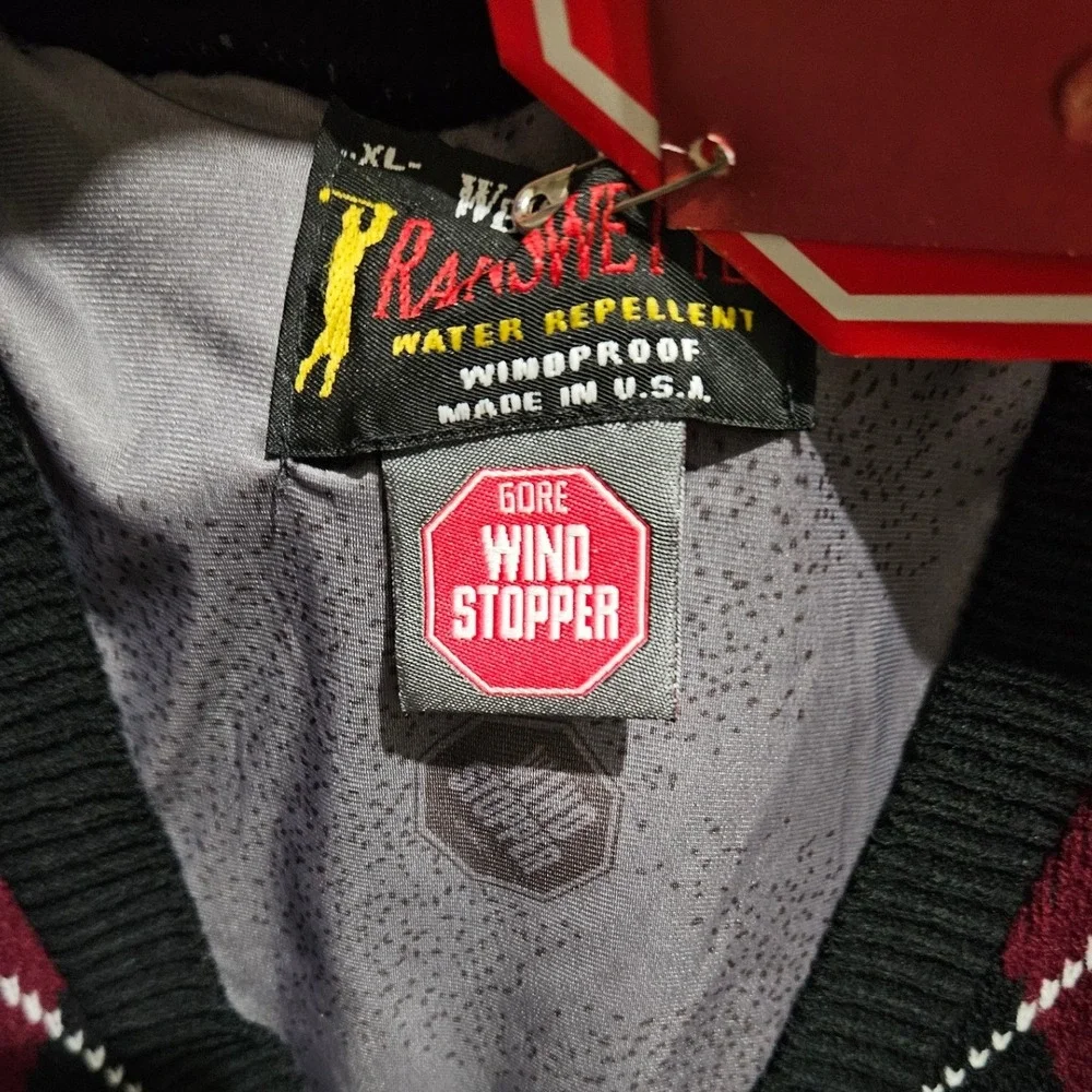 WeatherBoss Gore Windstopper Argyle Sweater Vest Mens XL Water Resistant USA New